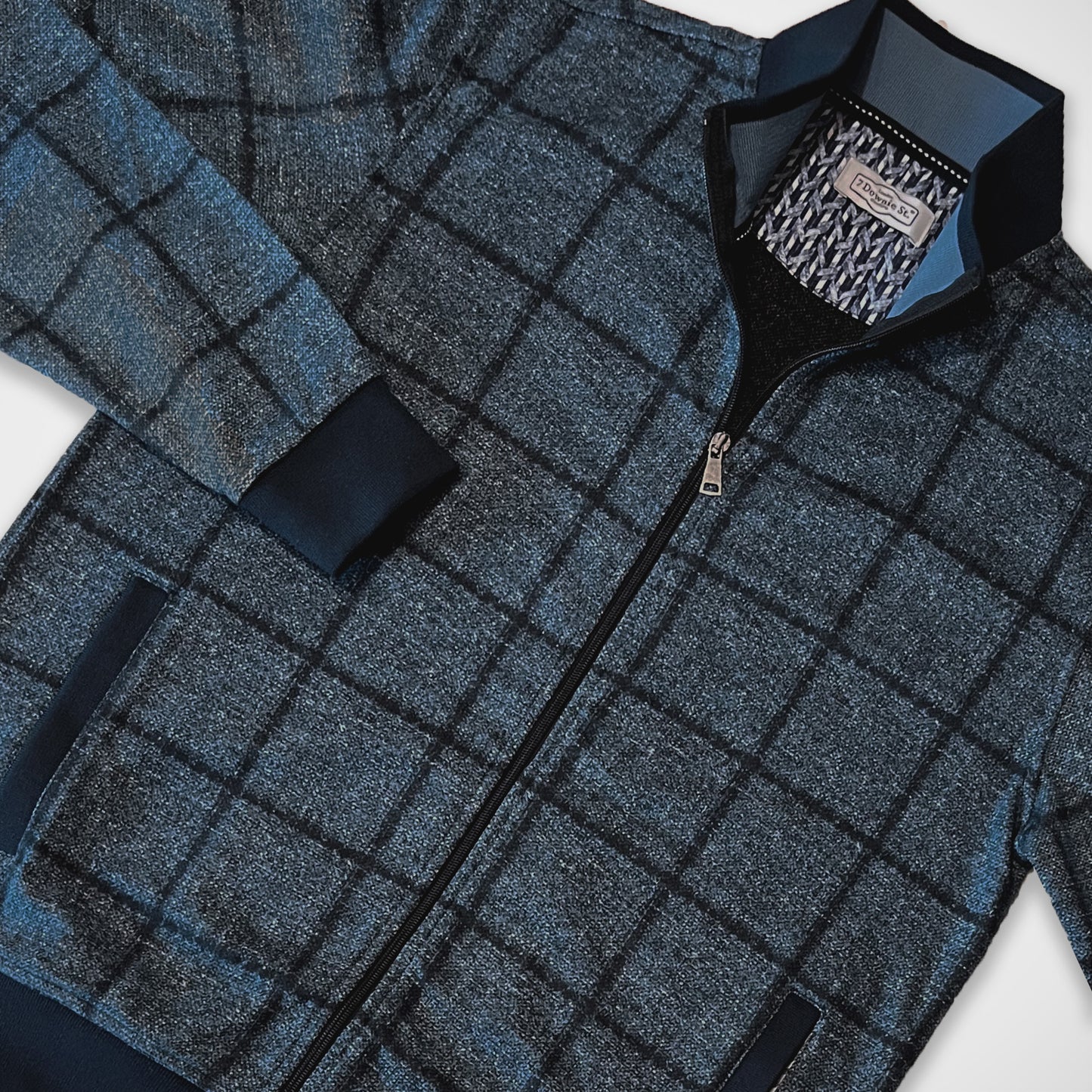 'Windowpane Cardigan - Blue' Sweater