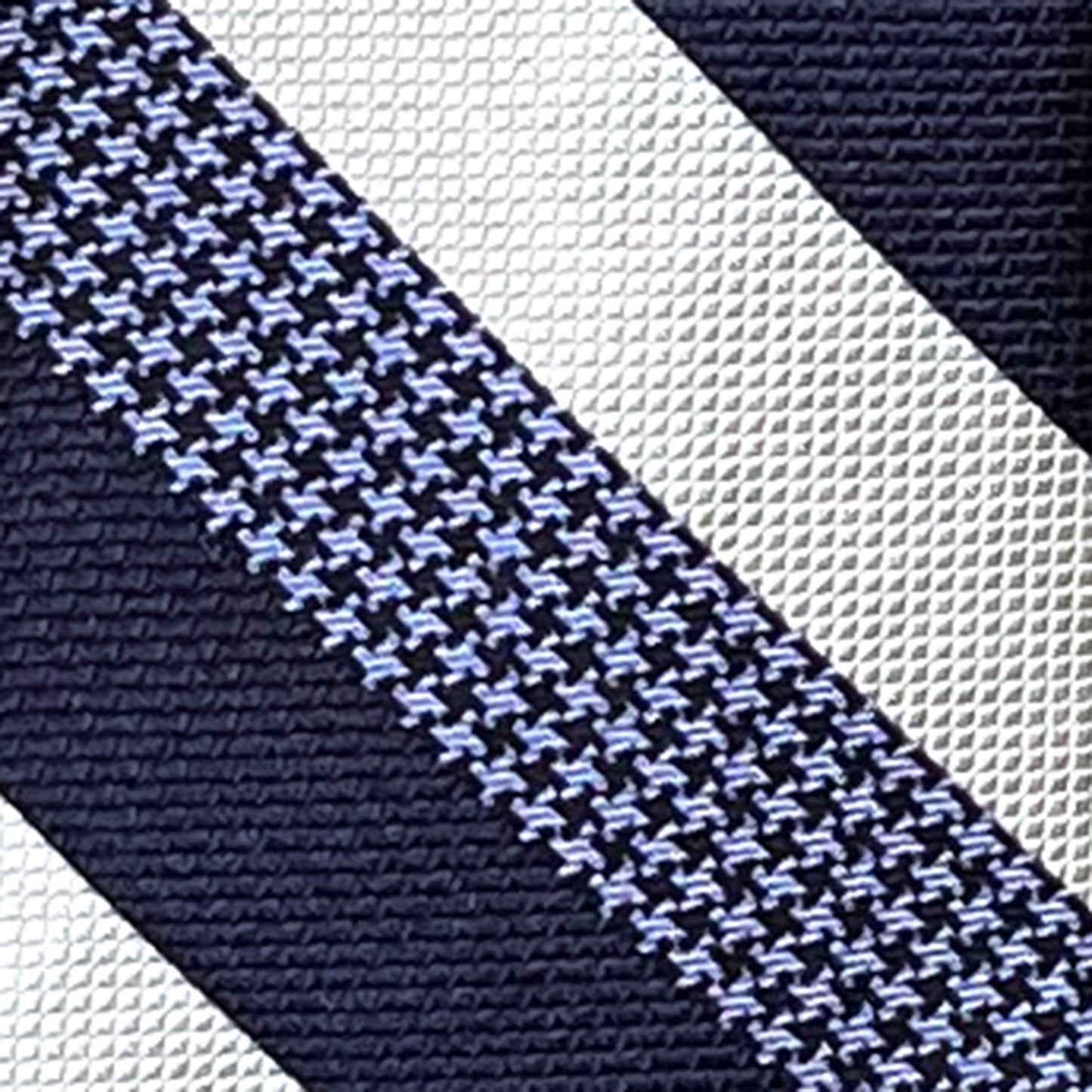 'Navy, White & Houndstooth Stripe' Tie