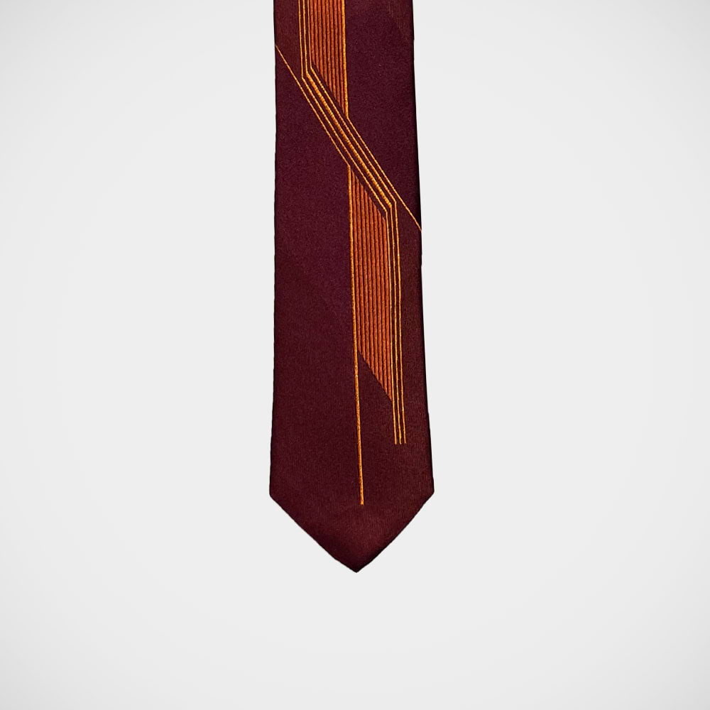 'Art Deco Burgundy Skinny ' Tie