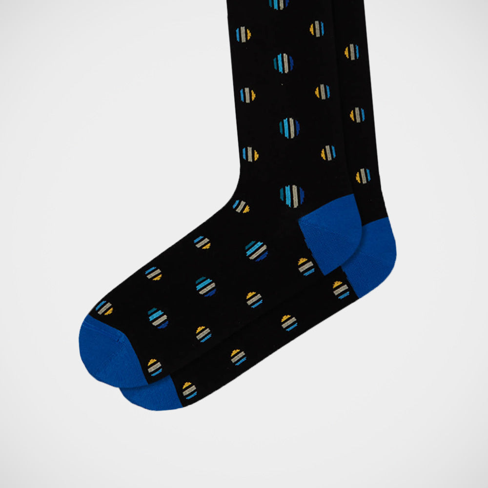 'Striped Circles on Black' Socks