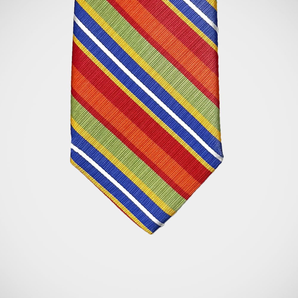 'Orange, Royal & Green Stripe' Tie