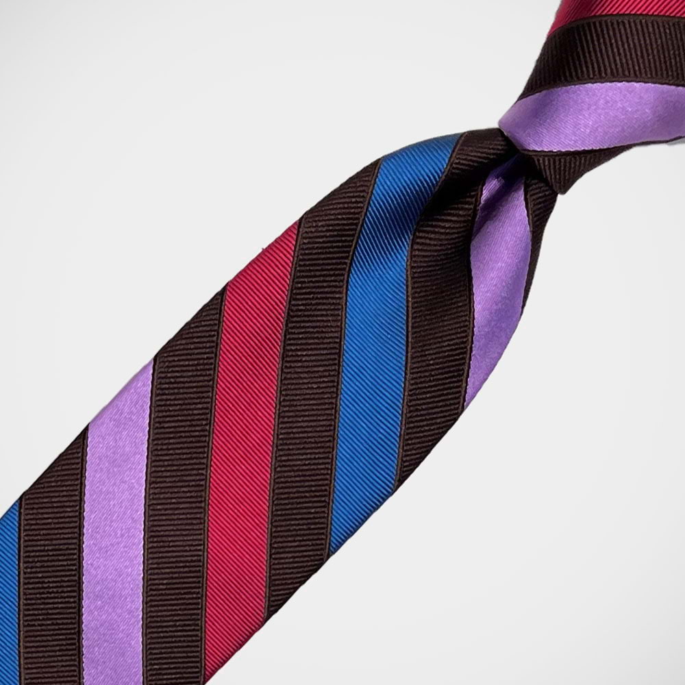 'Brown with Pink & Blue Stripe' Tie