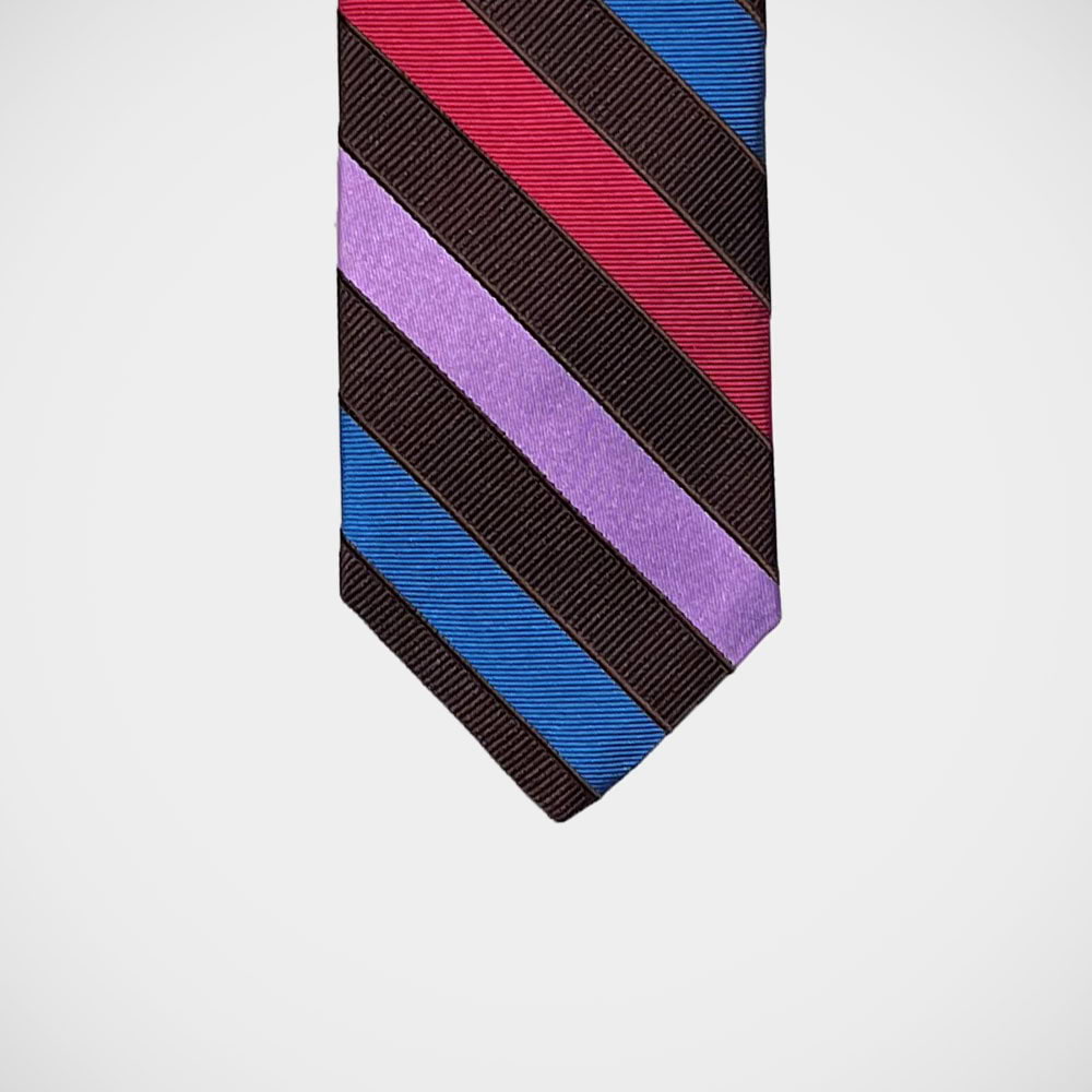 'Brown with Pink & Blue Stripe' Tie