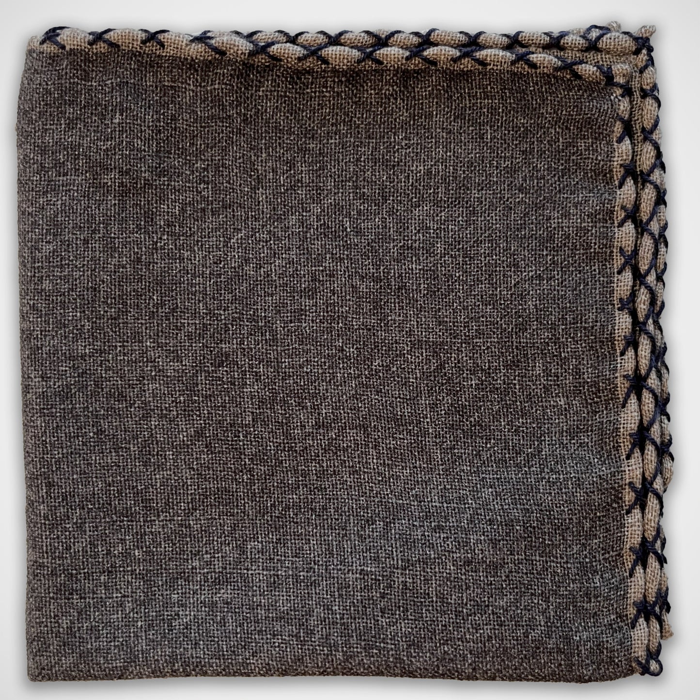 'Hand-stitched Brown Wool' Pocket Square