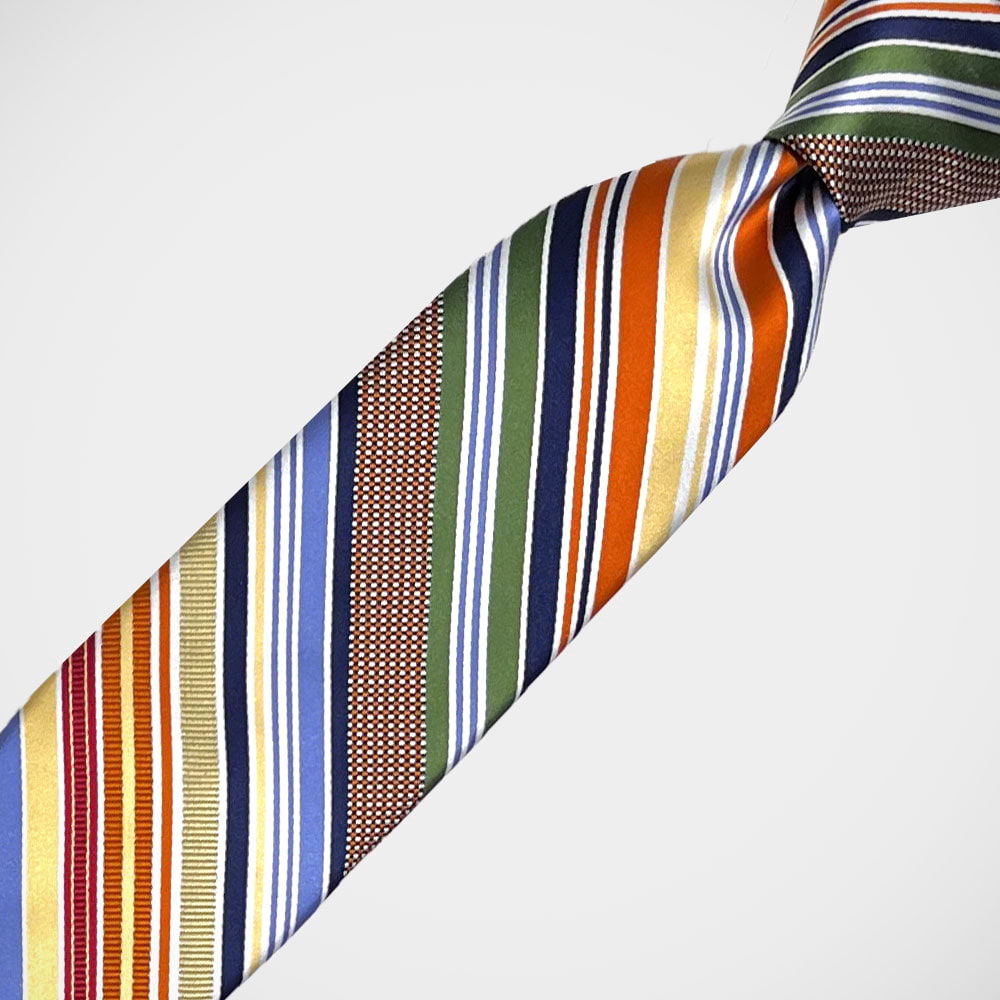 'Gold, Blue & Orange Stripe' Tie
