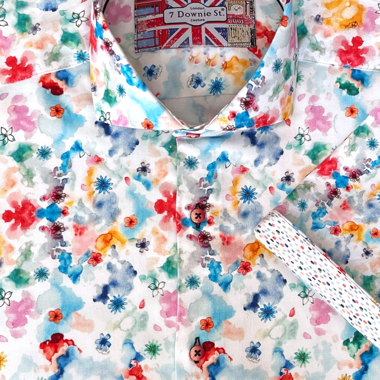 'Watercolour Floral' Short Sleeved Sport Shirt