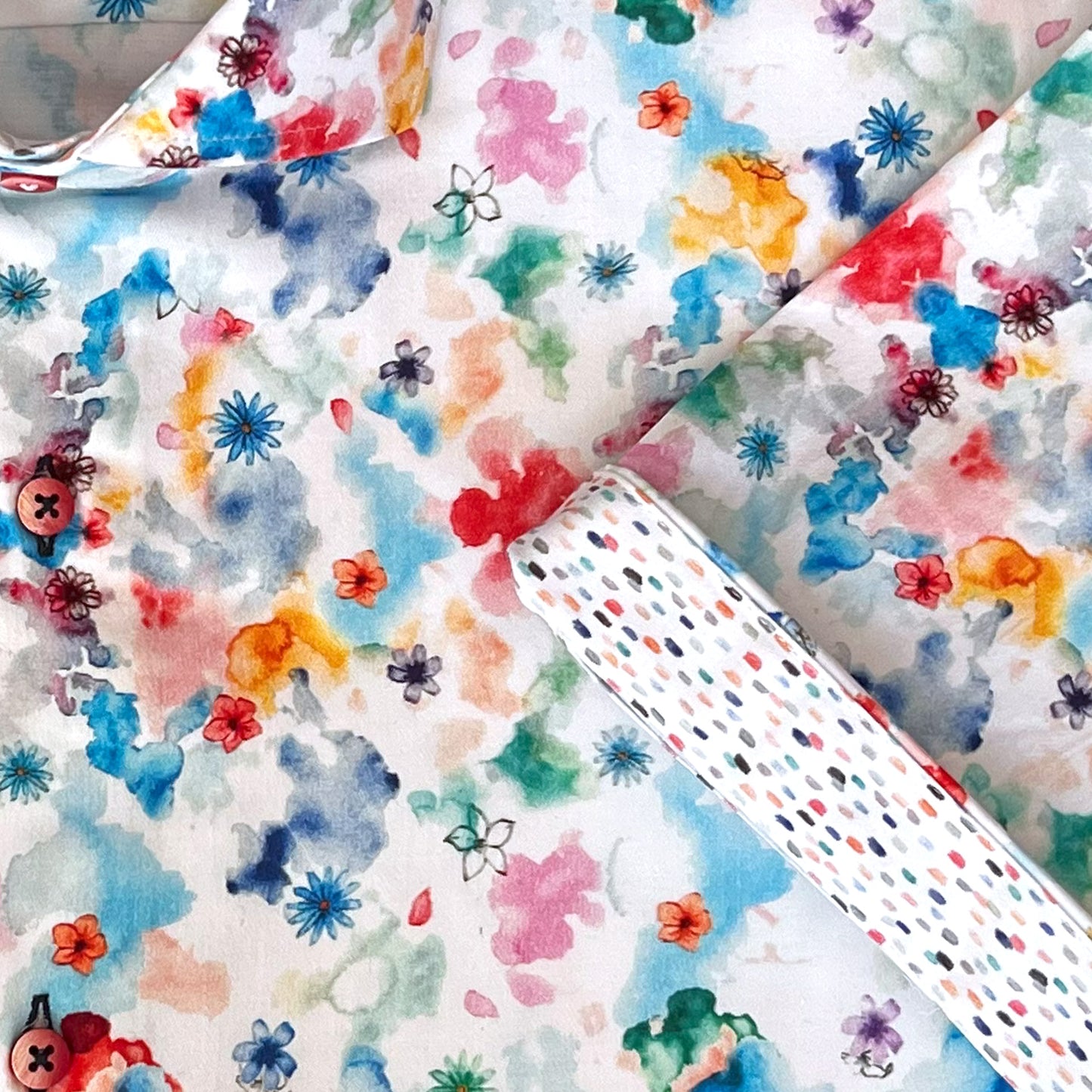 'Watercolour Floral' Short Sleeved Sport Shirt