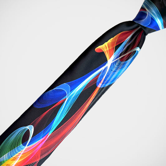 'Multi Swirls on Black' Tie