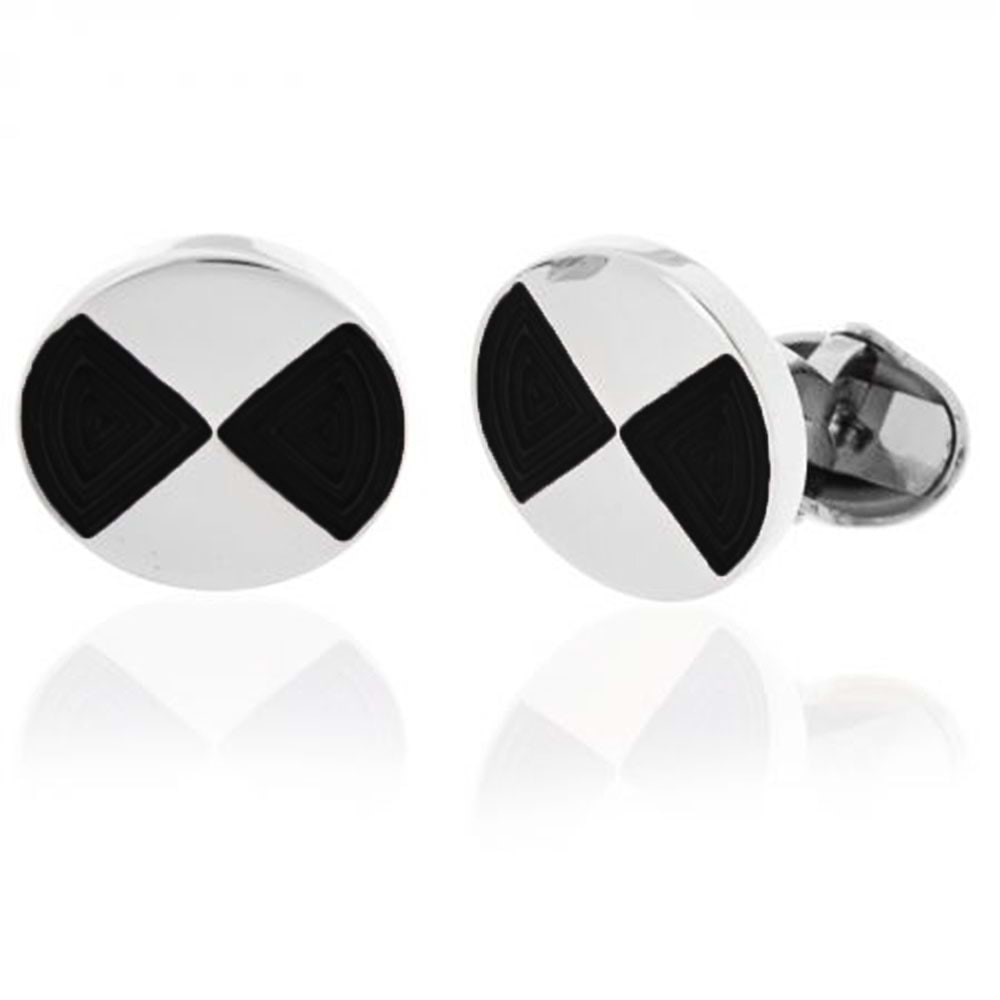 'Black & Silver Pinwheel' Cufflinks