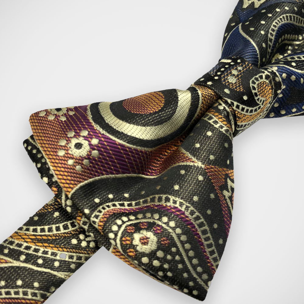 'Large Multi-Coloured Paisley' Pre-Tied Woven Bow Tie