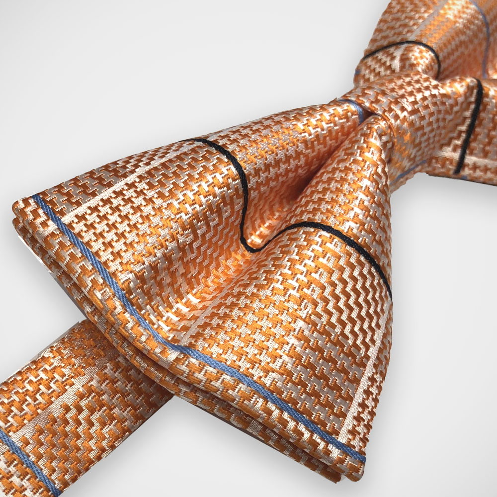 'Orange Check' Pre-Tied Bow Tie