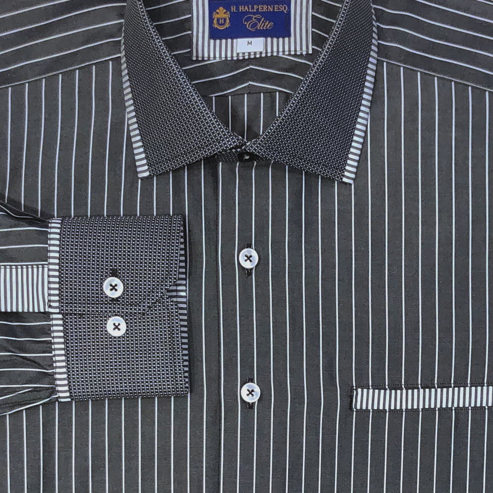 'Elite Charcoal Stripe' Sport Shirt