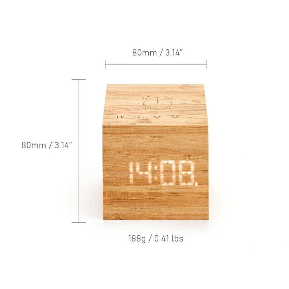 'Cube Plus-Cherry Wood' Desk Clock