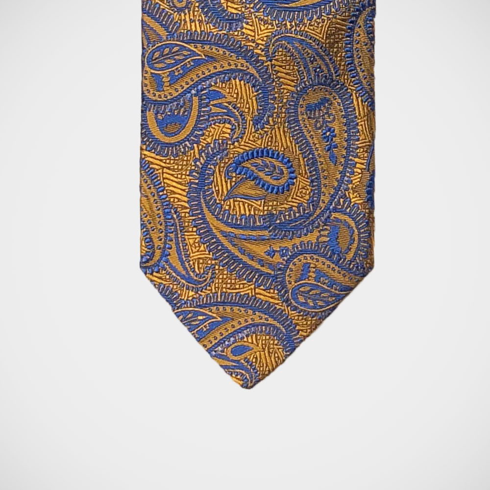 'Blue Woven Paisley on Orange' Tie
