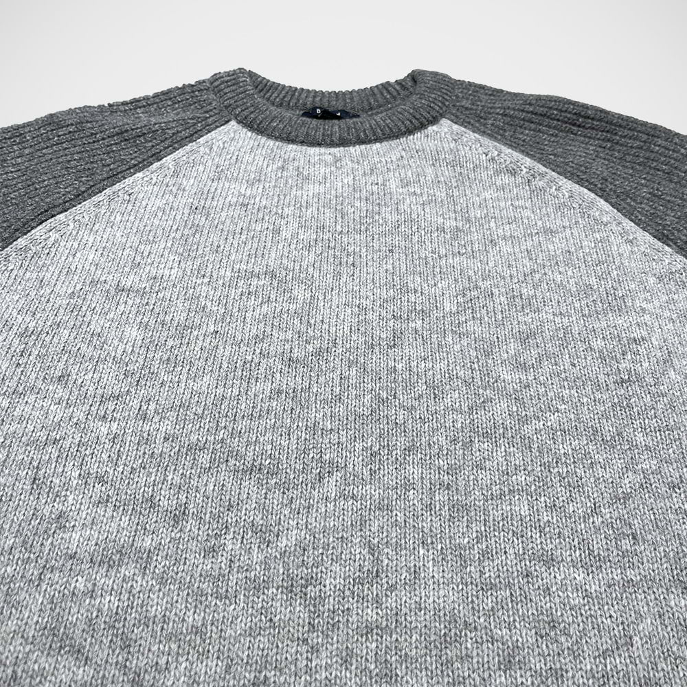 'Grey Baseball Crew Neck' Sweater