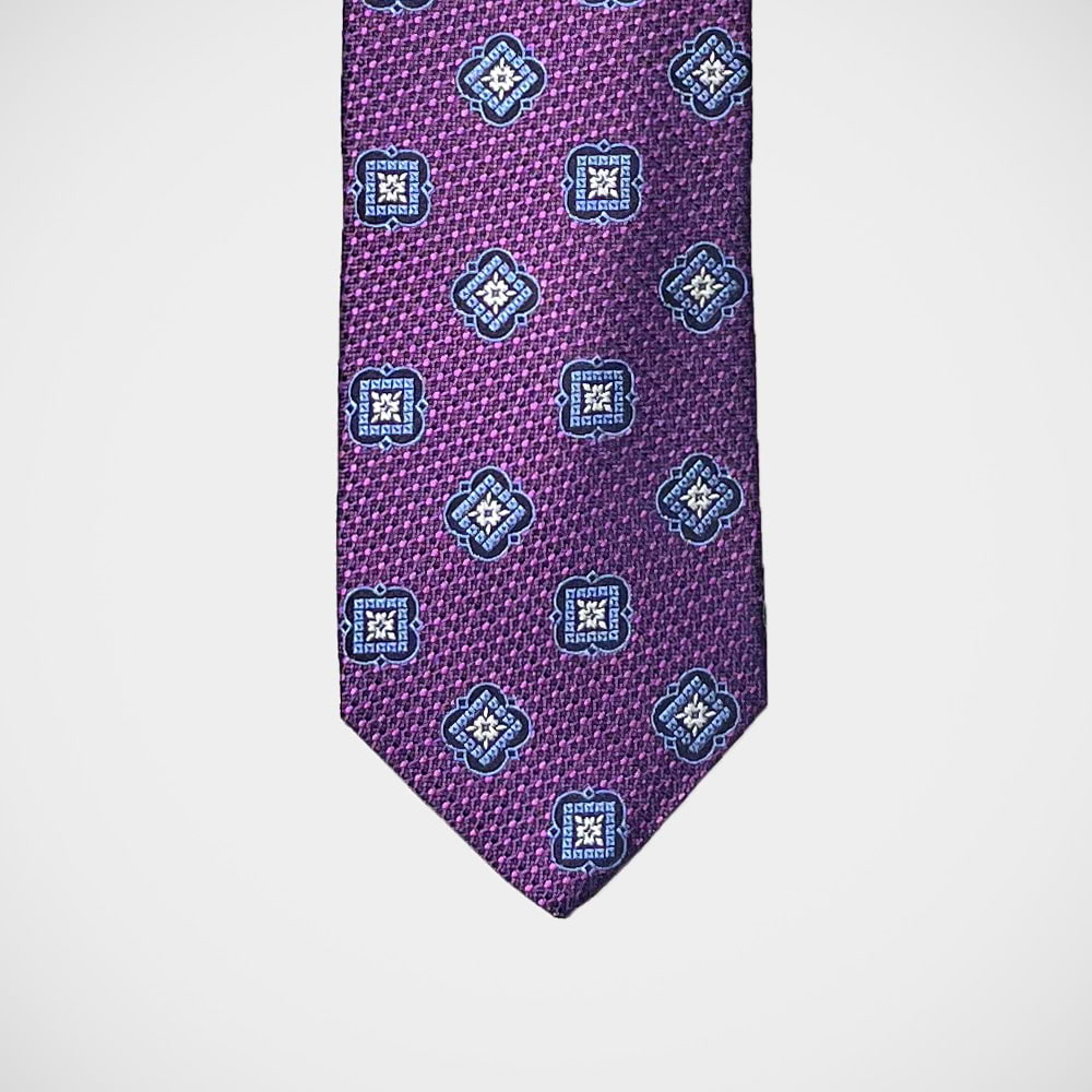 'Blue Medallions on Purple' Tie