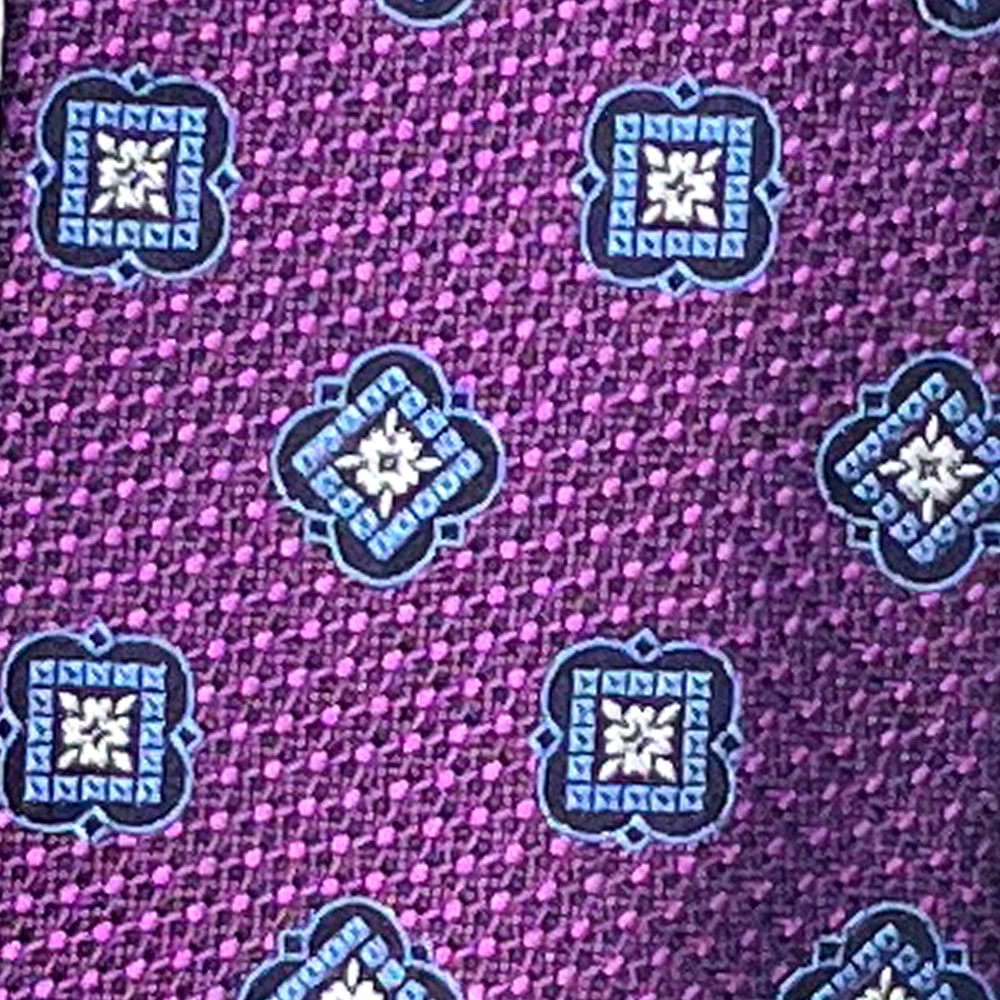 'Blue Medallions on Purple' Tie
