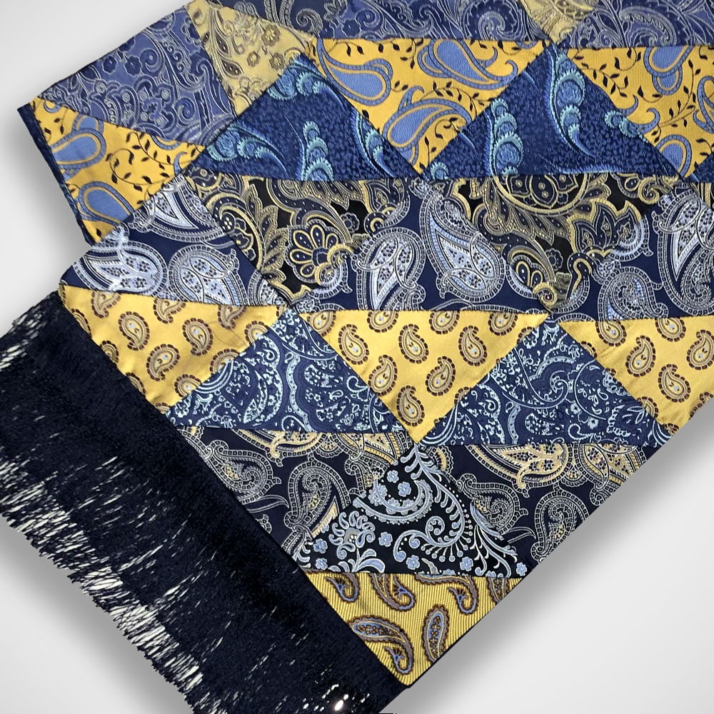 'Silk Patchwork - Blue & Gold' Scarf