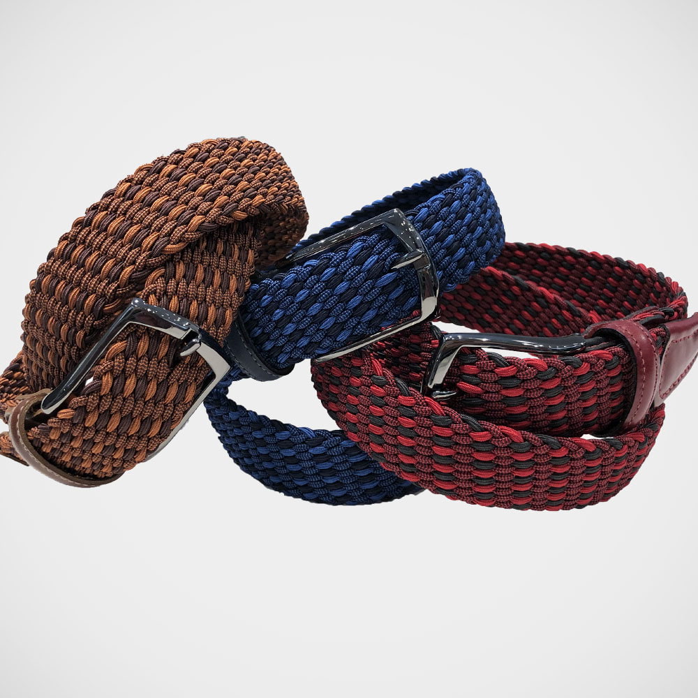 'Two-Tone Stretch Braid-Red' Belt