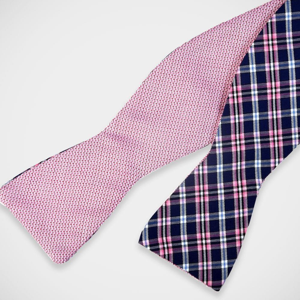 H. Halpern Esq. 'Blue & Pink Plaid' Reversible Bow Tie