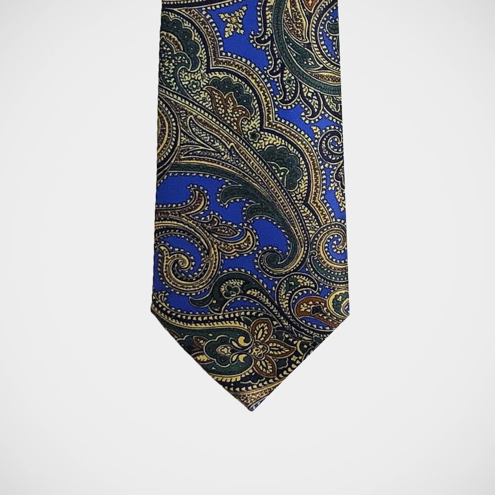 'Gold & Green Paisley on Royal' Tie