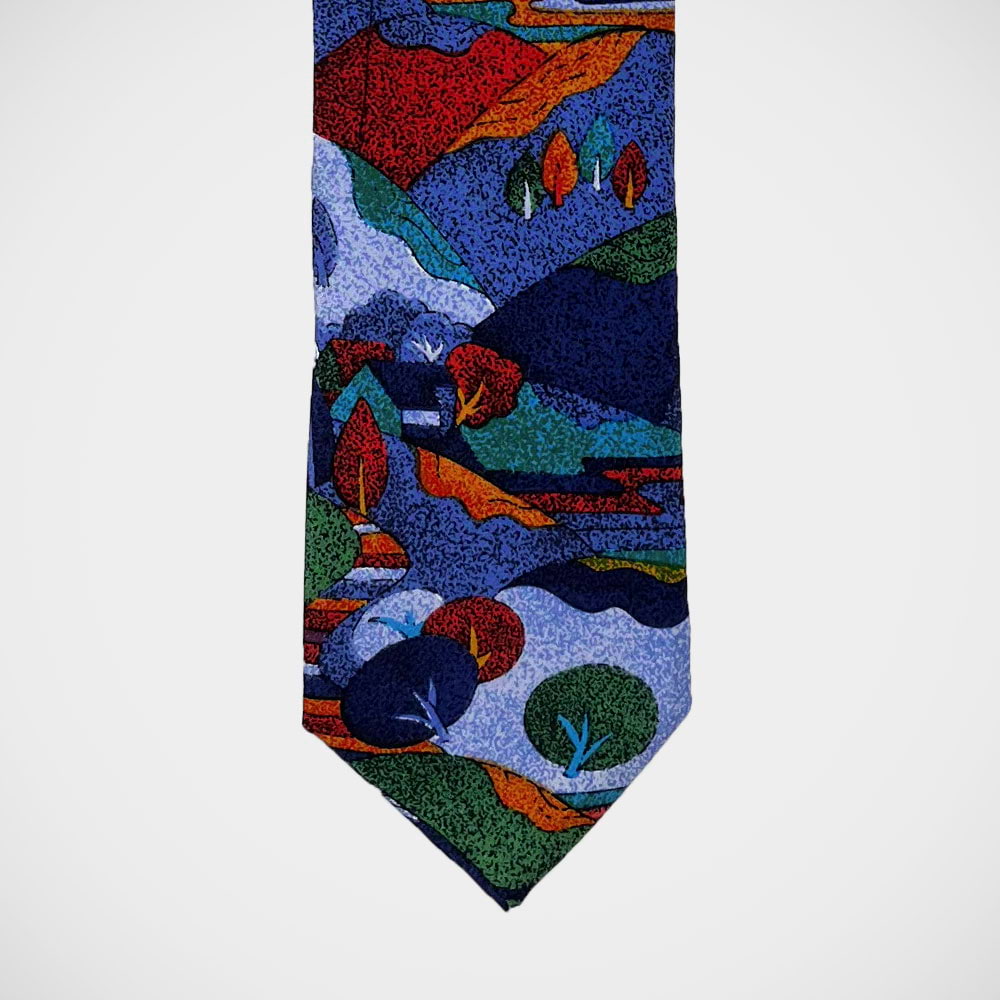 'Stylized Landscape in Blue' Tie