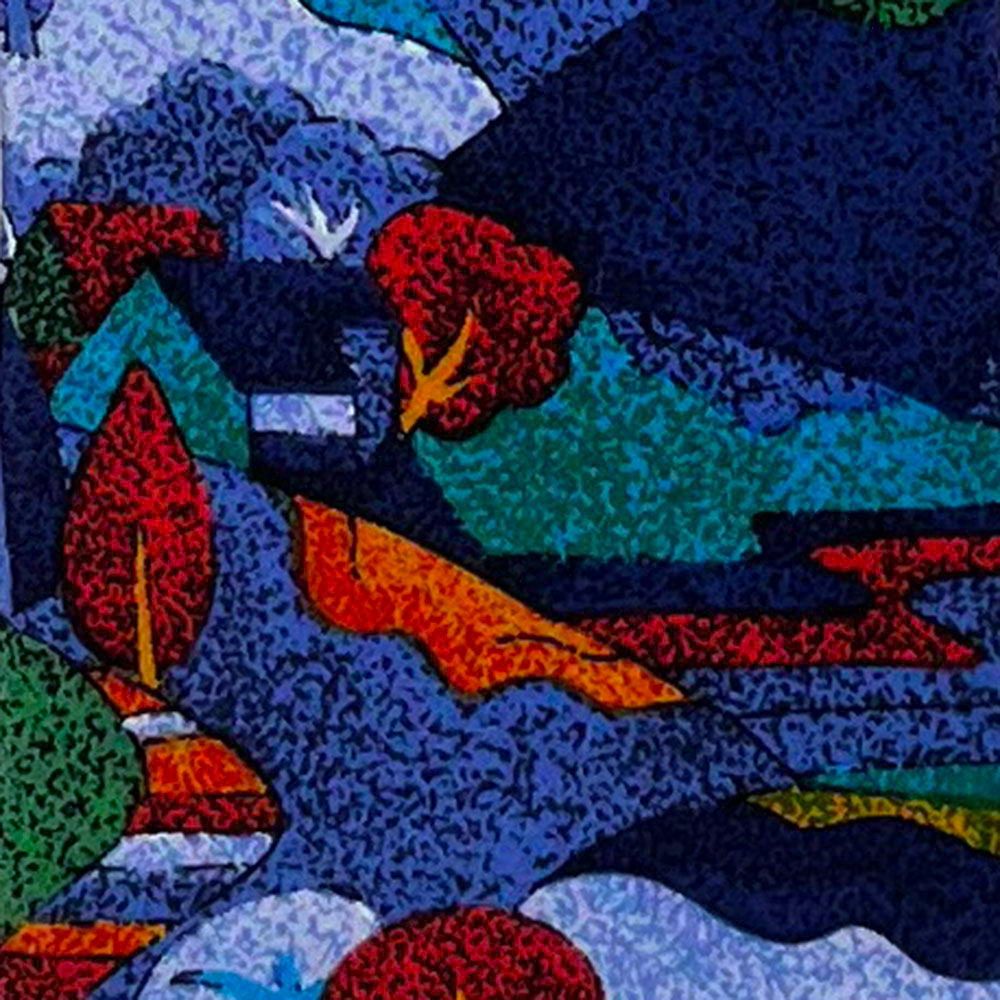 'Stylized Landscape in Blue' Tie