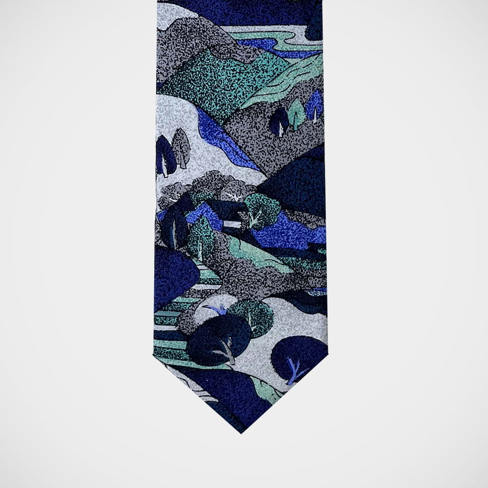 'Stylized Landscape in Grey' Tie