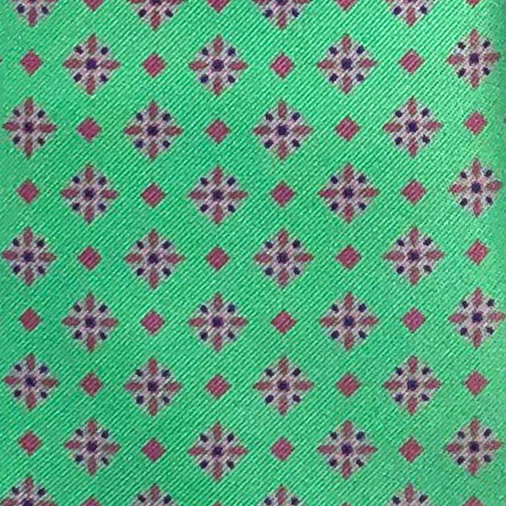 'Pink Neat on Green' Tie