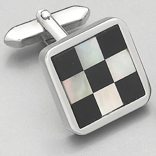 'Black & White Check' Cufflinks