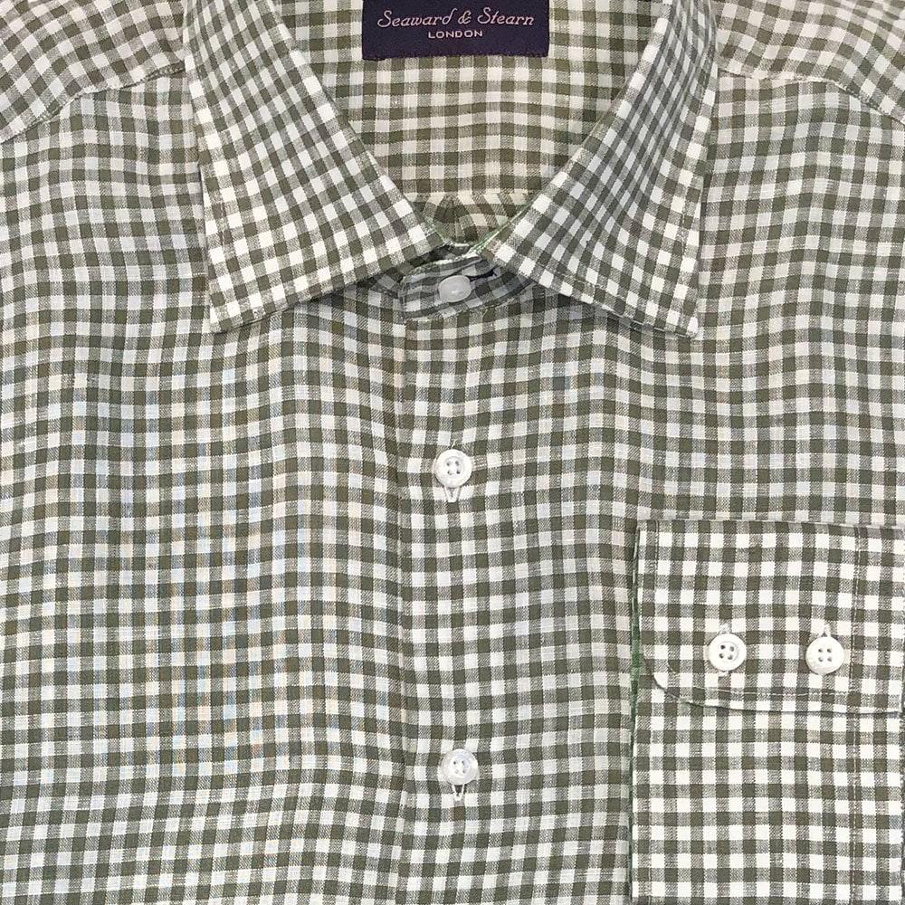 'Green Ginham' Linen Sport Shirt