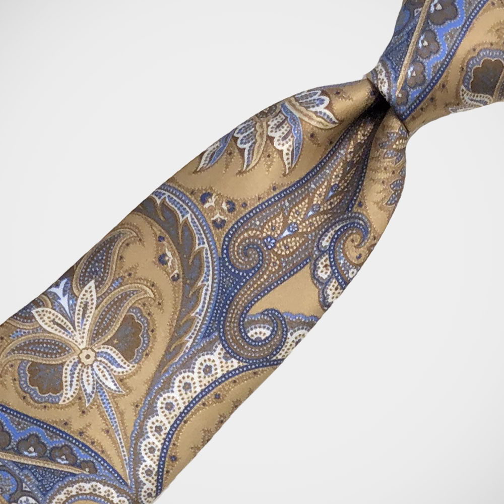 'Tan and Blue Paisley' Tie