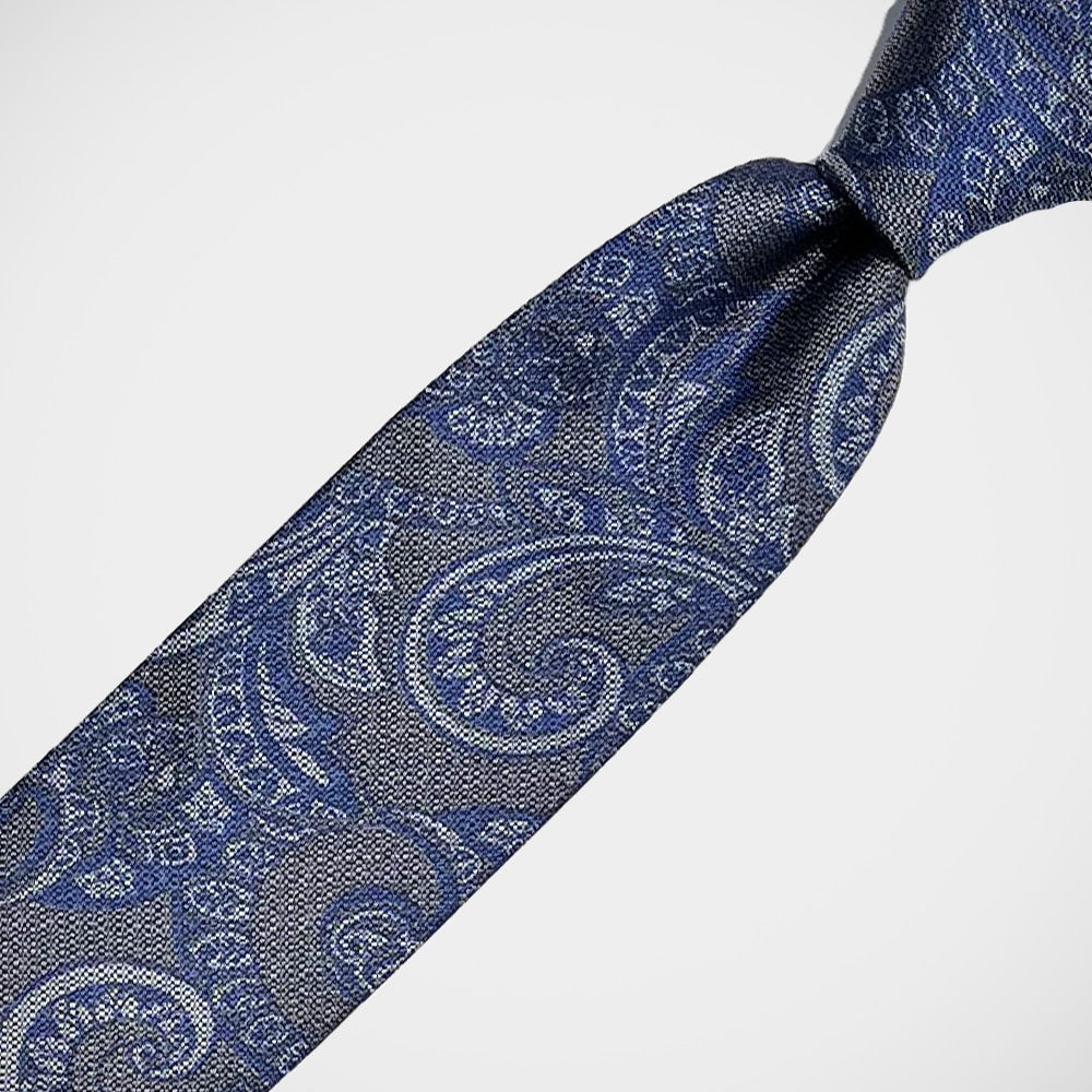 'Taupe with Blue Paisley' Tie