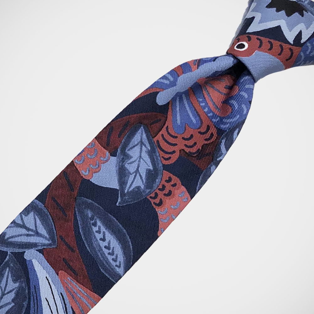 'Rainforest Print-Blue & Rose' Tie