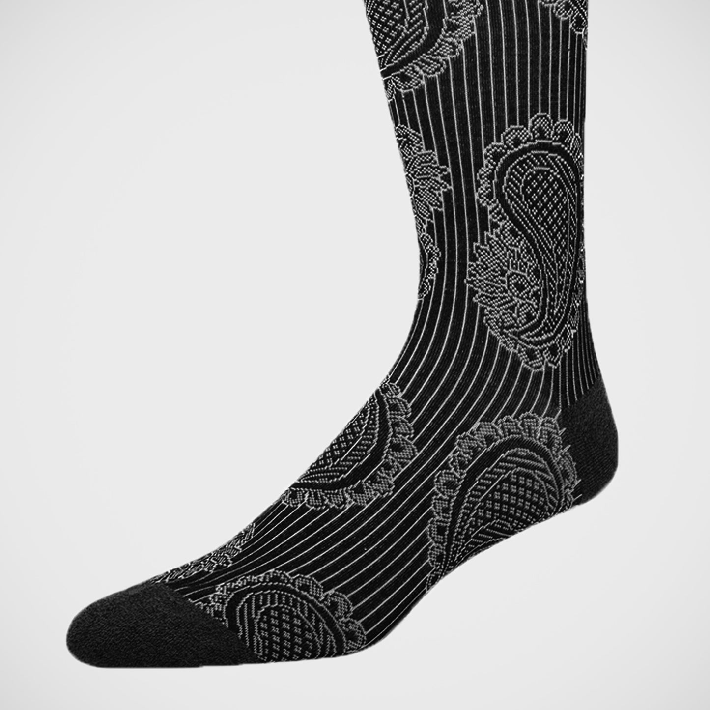 'Paisley & Pinstripes on Black' Socks