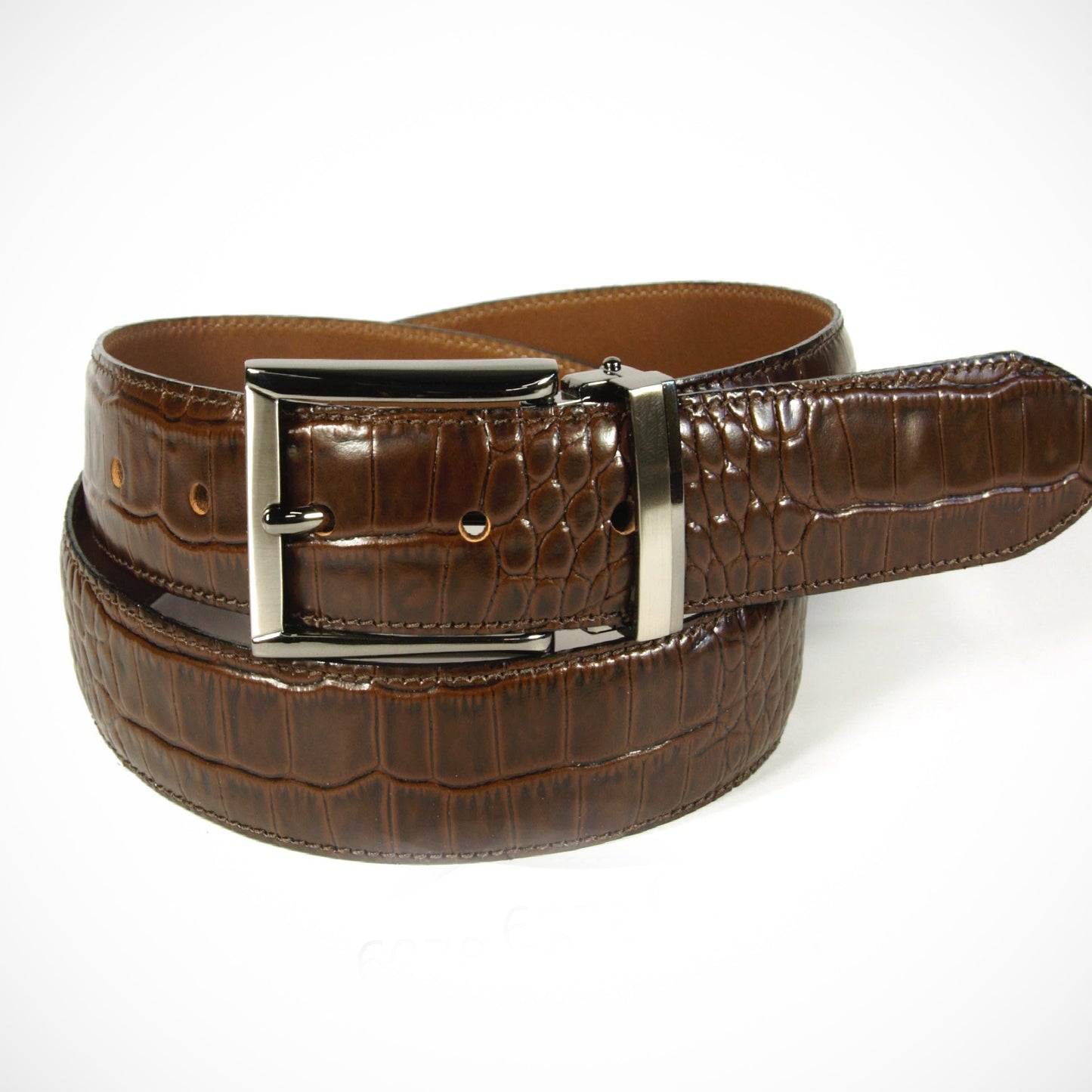 'Brown Snake Stamped Leather' Belt