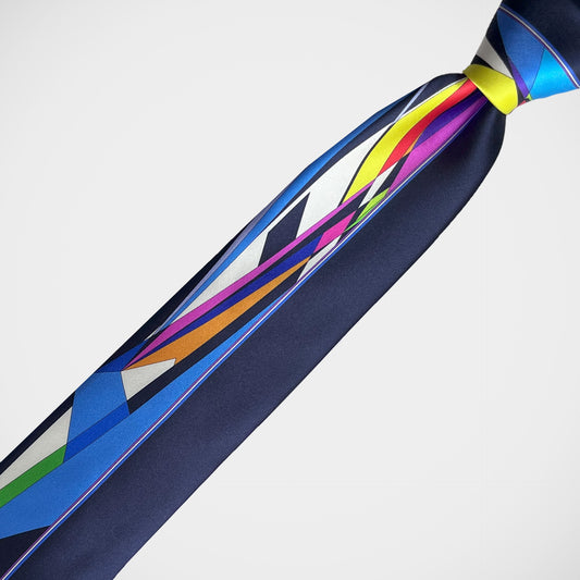 'Colourful Abstract on Navy' Tie
