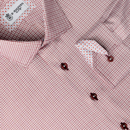 'Maroon Micro-Check' Sport Shirt