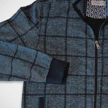 'Windowpane Cardigan - Blue' Sweater