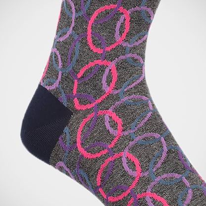 'Rings of Colour on Grey' Socks