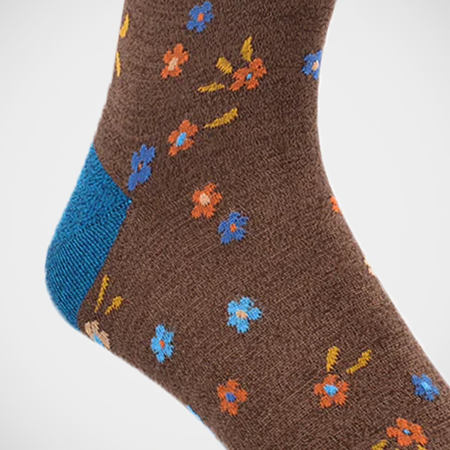 'Colourful Flowers on Brown' Socks