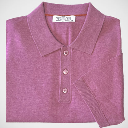 'Elegant Knit Polo-Magenta' Short Sleeve Shirt