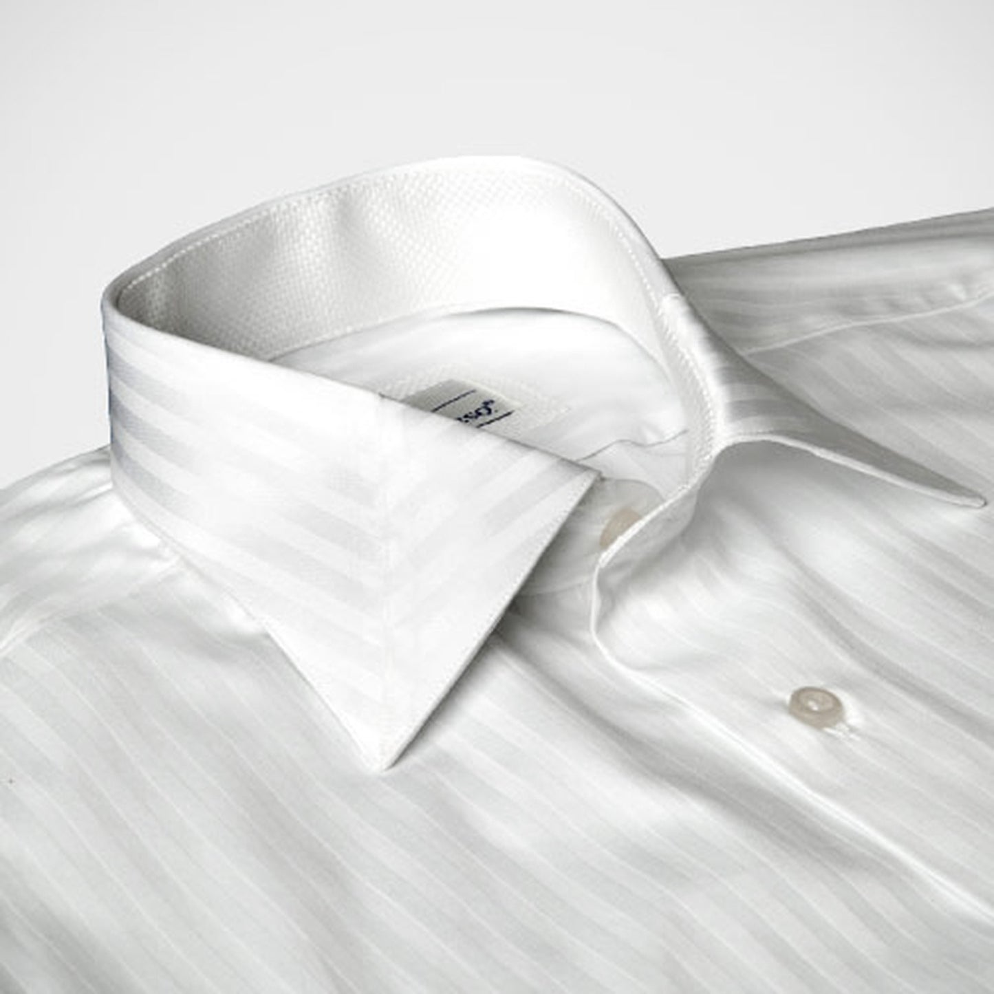 'Mitered White on White' Dress Shirt