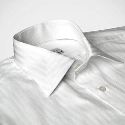 'Mitered White on White' Dress Shirt