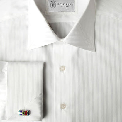 'Mitered White on White' Dress Shirt