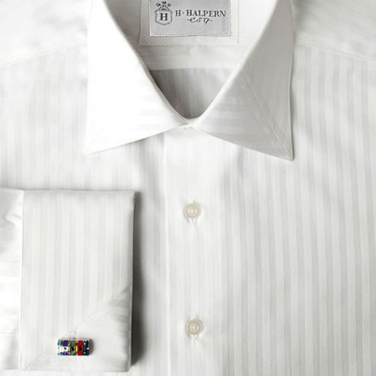 'Mitered White on White' Dress Shirt