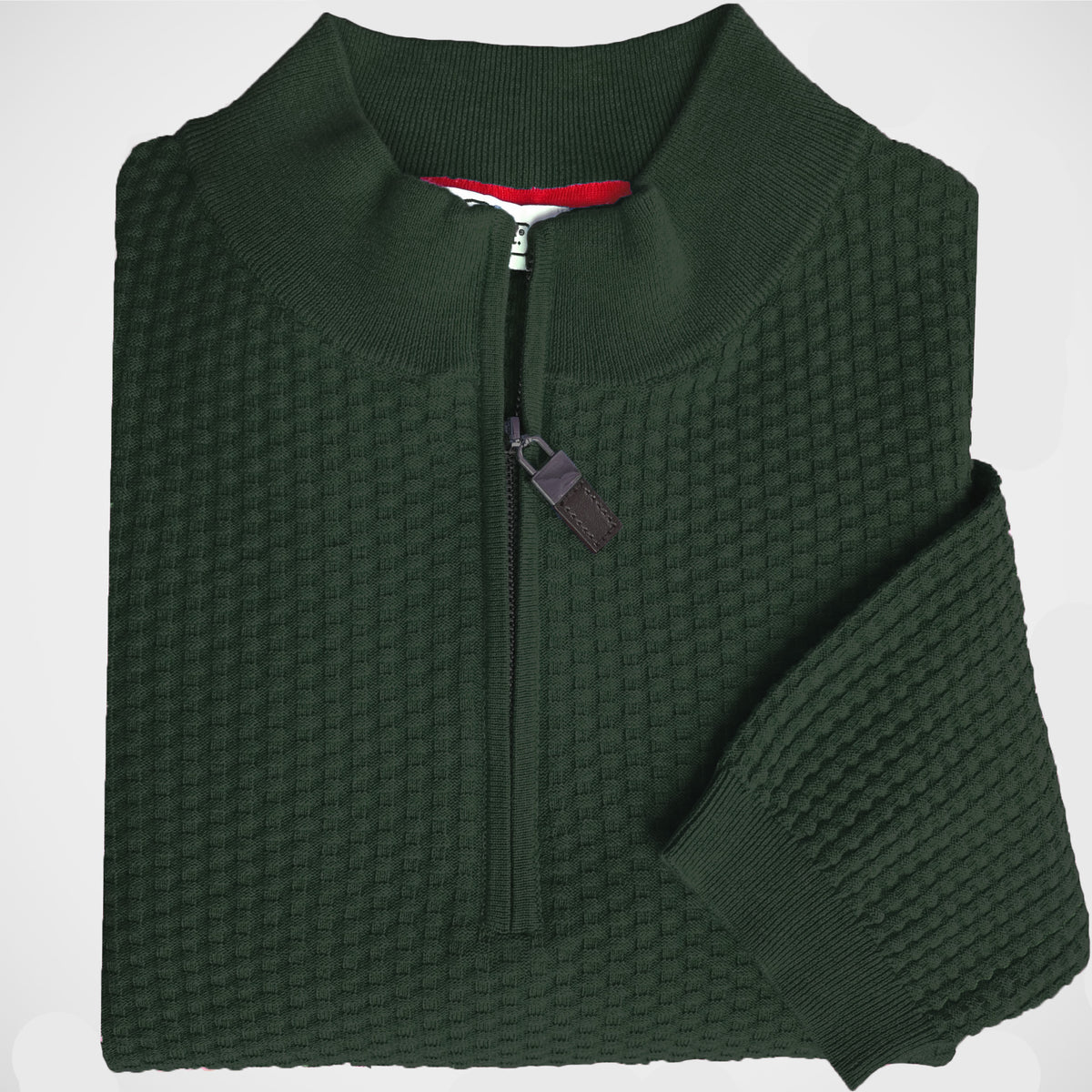 'Moss Green Zip Mock' Sweater