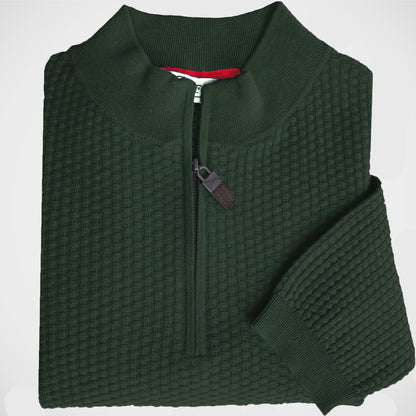 'Moss Green Zip Mock' Sweater