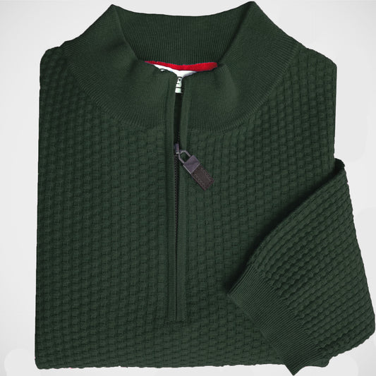 'Moss Green Zip Mock' Sweater