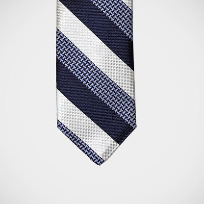 'Navy, White & Houndstooth Stripe' Tie